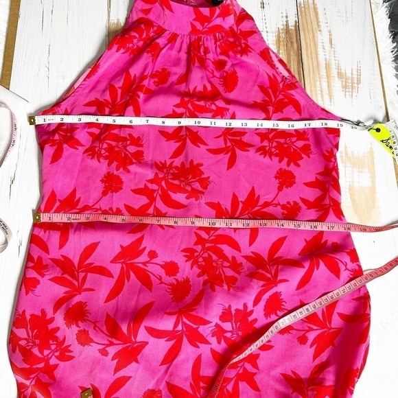 Sam Edelman High Neck Floral Print  Dress Red Pink Size Small - Picture 7 of 14